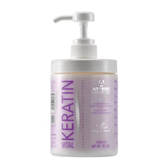 Artero Keratin Vital Conditioner bottle demonstrates deep repair and hydration for dogs and cats.