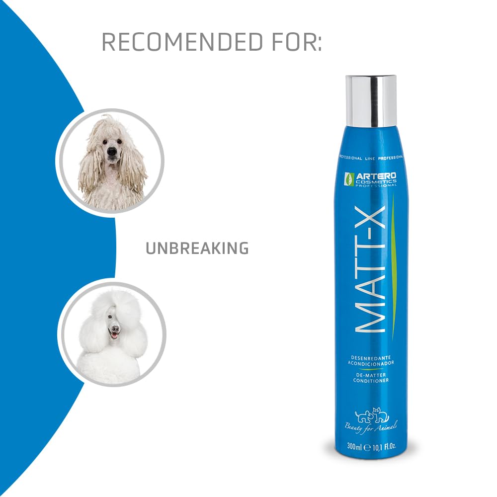 Artero Matt-X detangling action on fur reduces pulling during brushing
