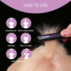 Artero Protein Vital Conditioner application on coat improving detangling and brushability.