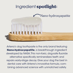 Arterra Pet Science fluoride-free formula label emphasizes safe, gentle cleaning.
