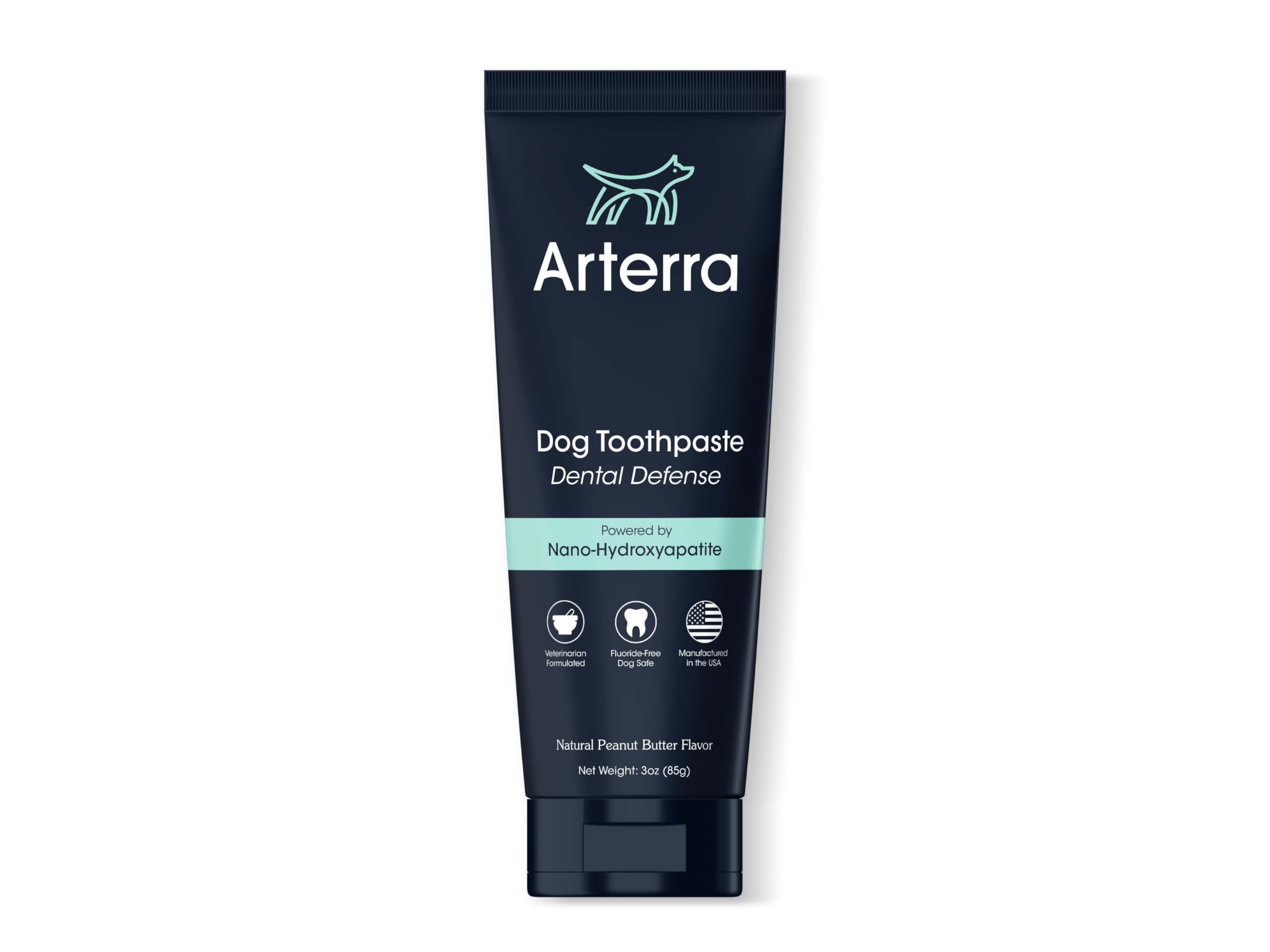 Arterra Pet Science remineralizing dog toothpaste jar shows advanced remineralization for healthier enamel.