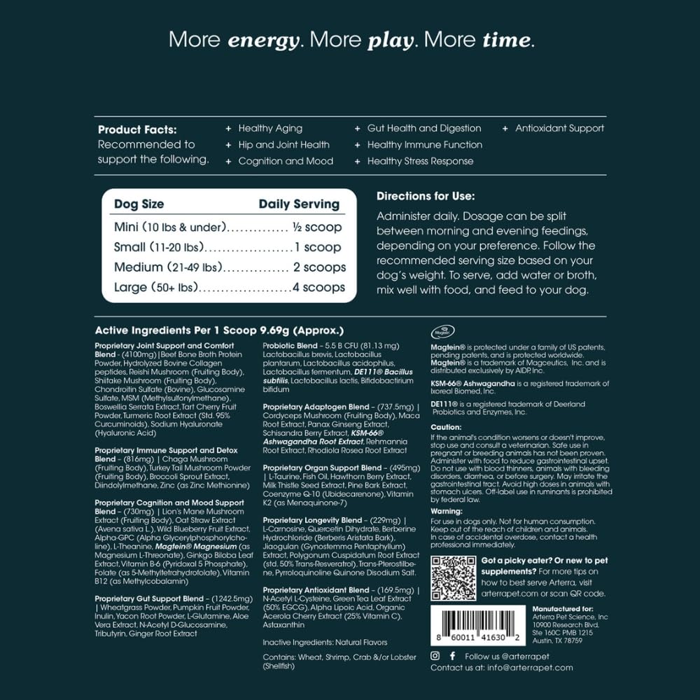 Arterra Brain health omega-3 and magnesium threonate ingredients shown
