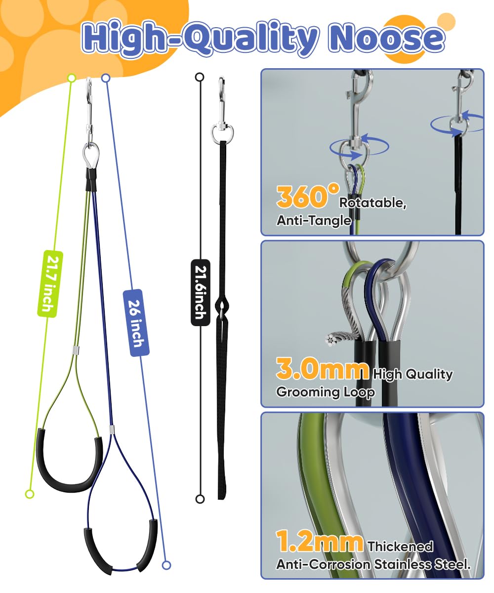 Artibear 360° carabiners and rope accessories minimize tangling during grooming.