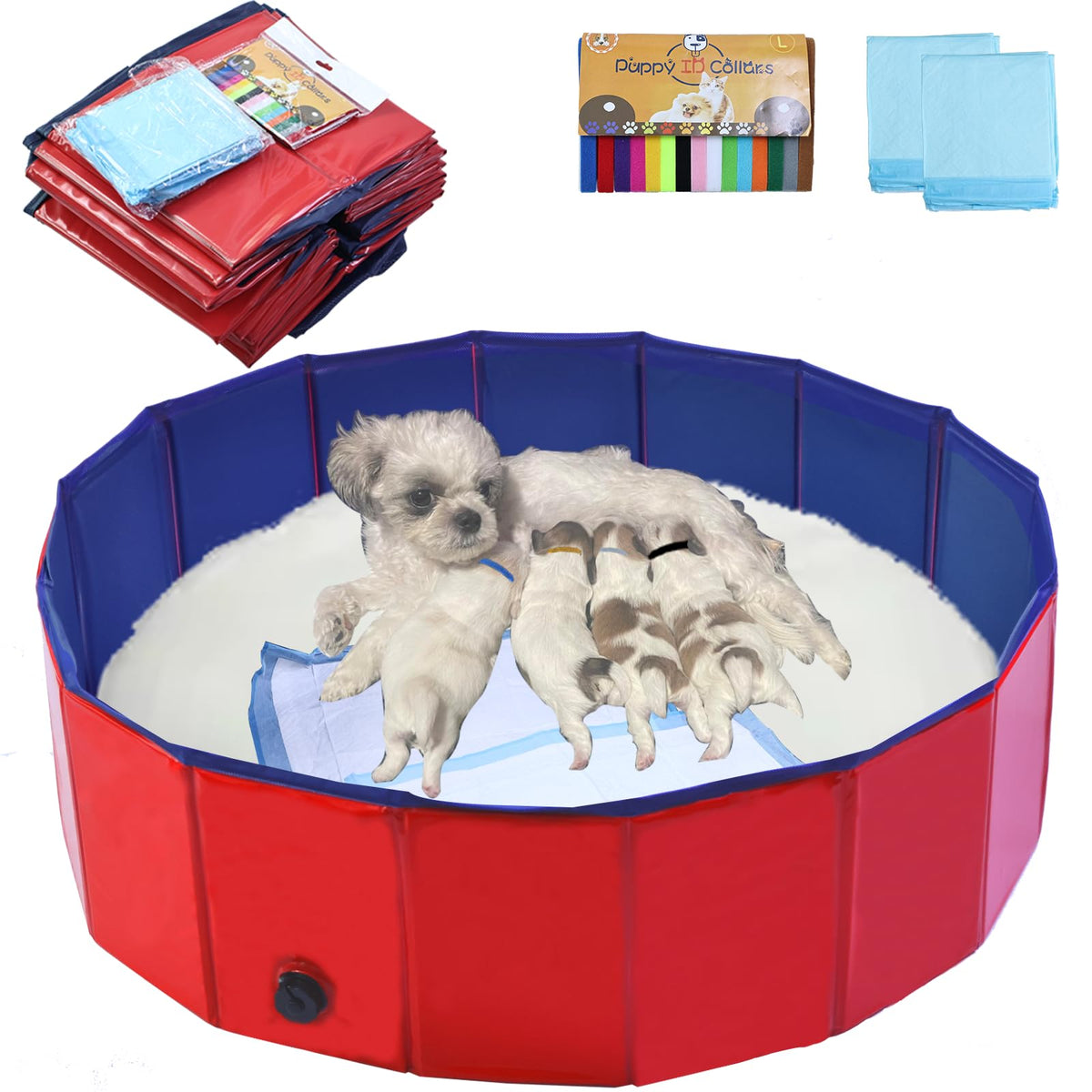 Artilife dog whelping box pool demonstrates durable, easy-to-clean construction for whelping and bathing.