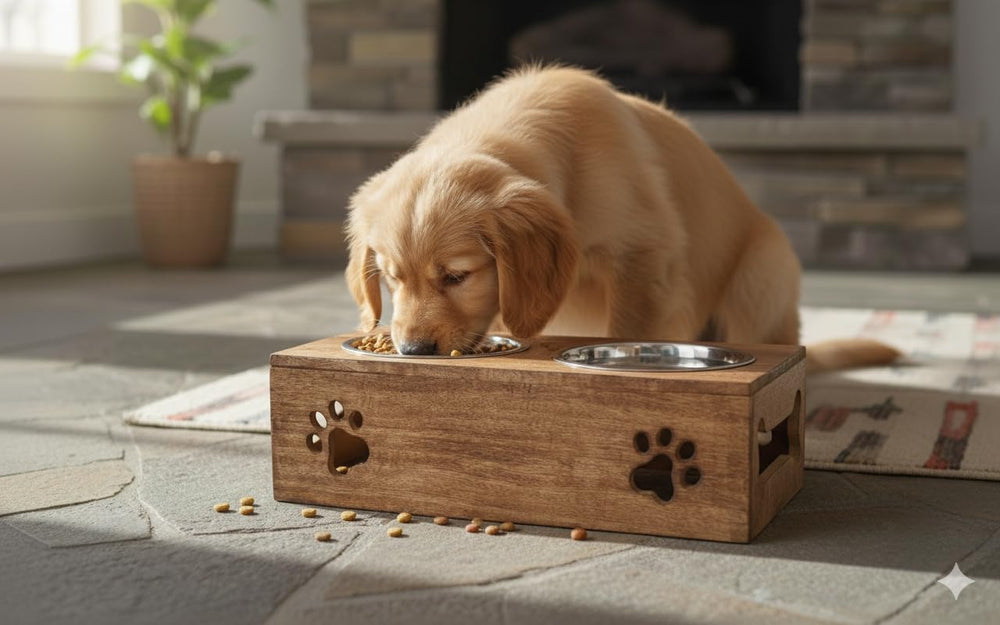 ARTISENIA Paw Design elevated dining table designed for small cats and puppies.