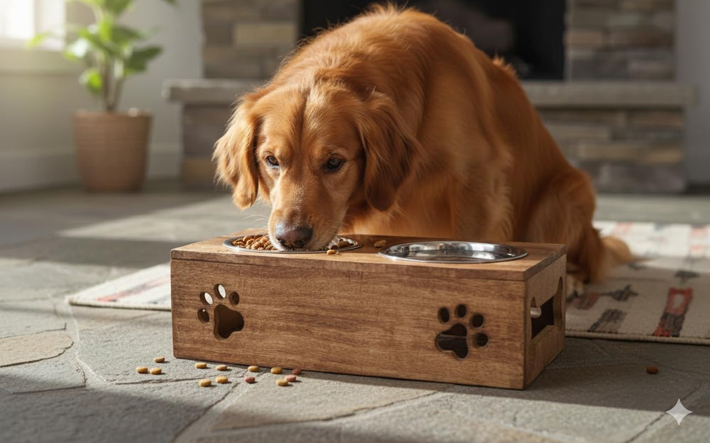 ARTISENIA Paw Design feeder side view shows sturdy construction and clean lines.
