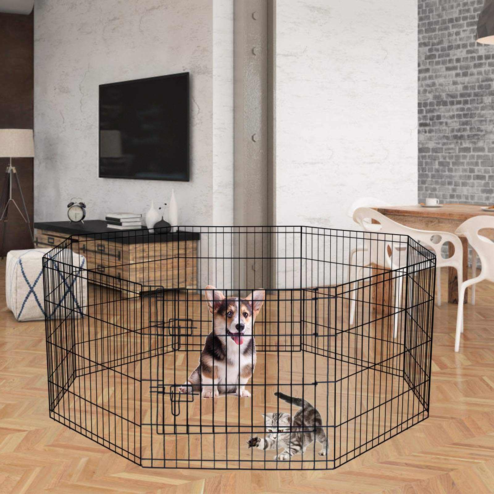 Artmalle puppy playpen folded storage demonstrates portable design for travel and storage