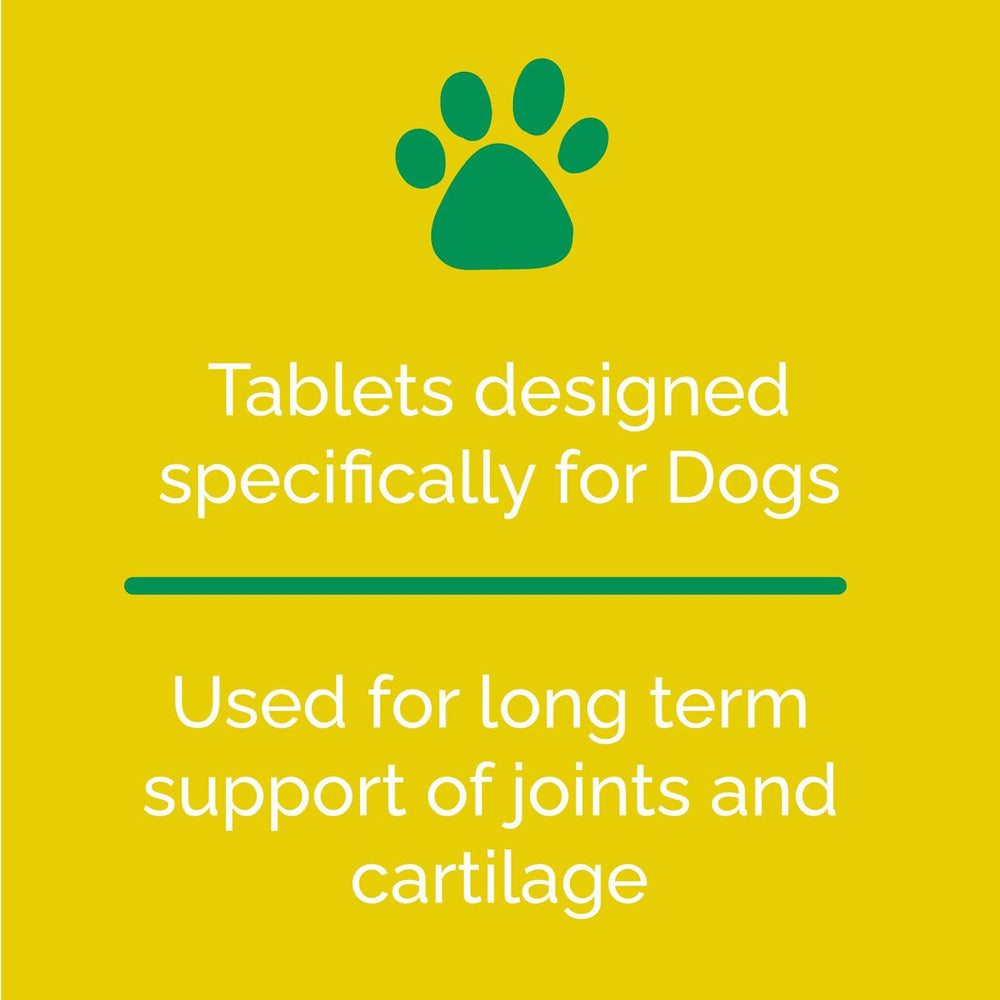 Artri-tabs dog-eating-tablet scene suggests easy administration for owners.