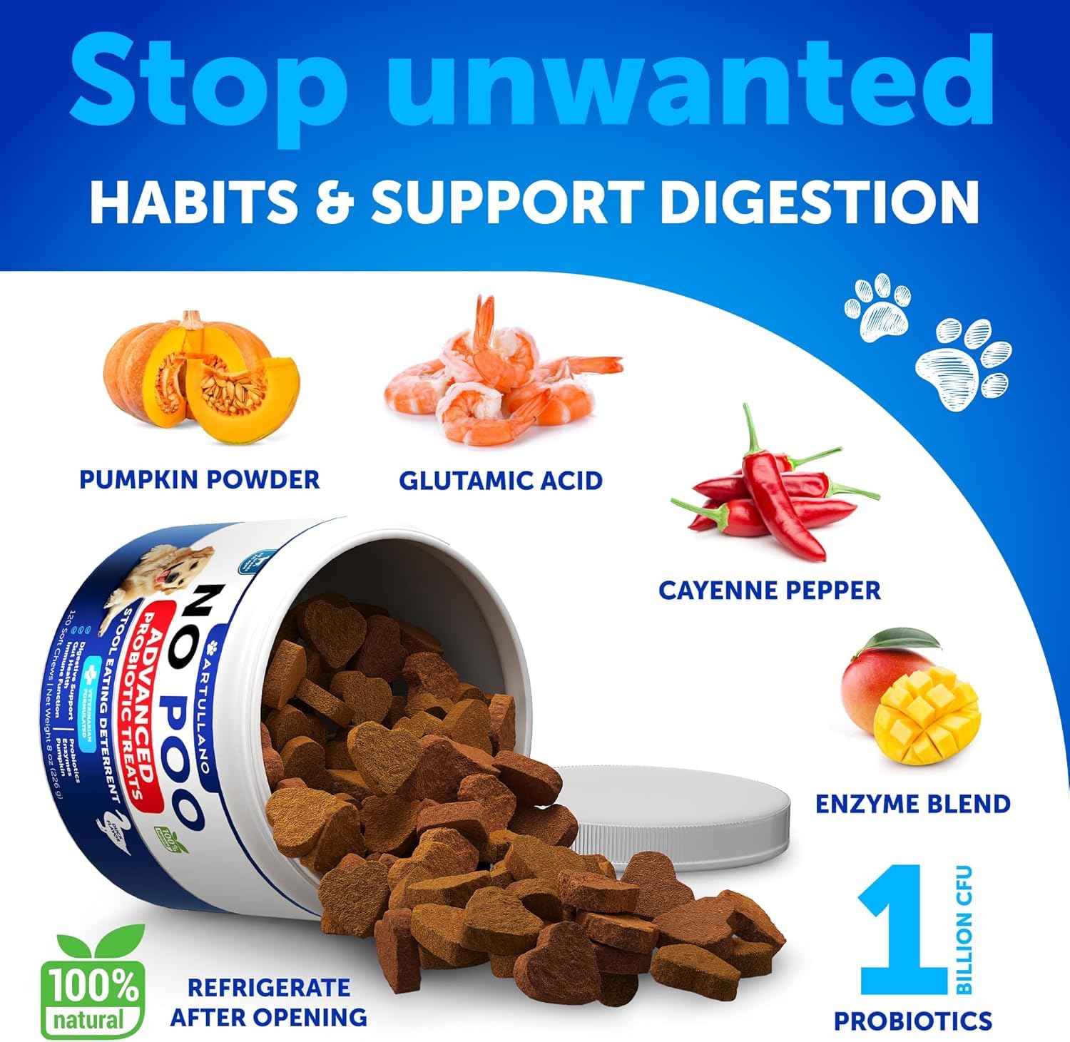 Artullano No Poo Chews in a bowl suggests improved gut health.