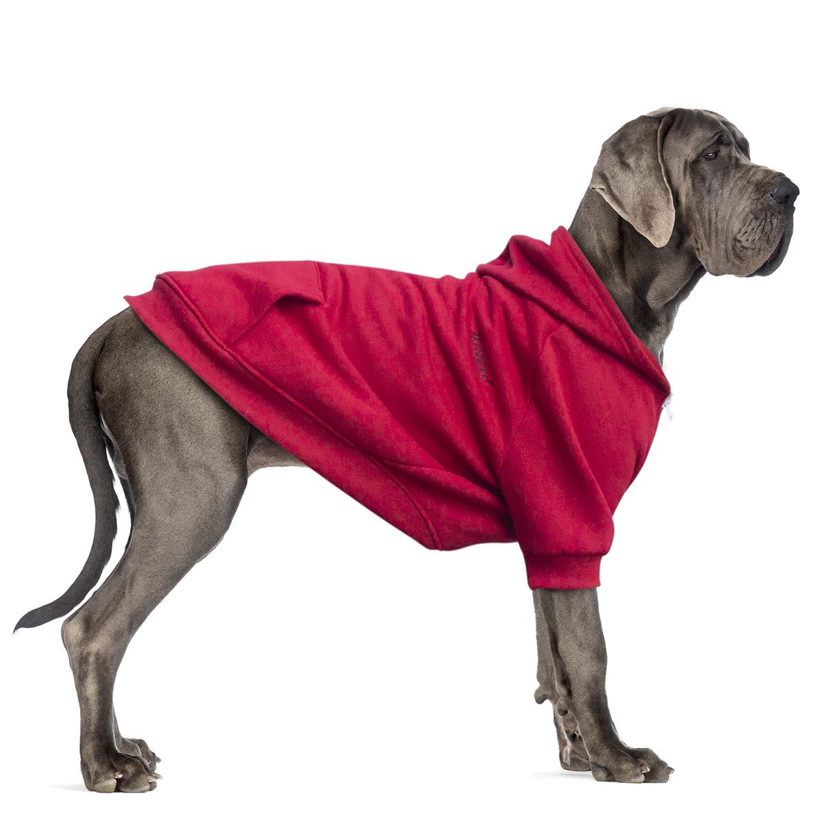ARUNNERS extra-large dog hoodie red front view for heavy-breed warmth