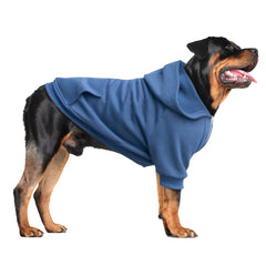 ARUNNERS large dog zipper hoodie blue front view for calm, warm outdoor walks