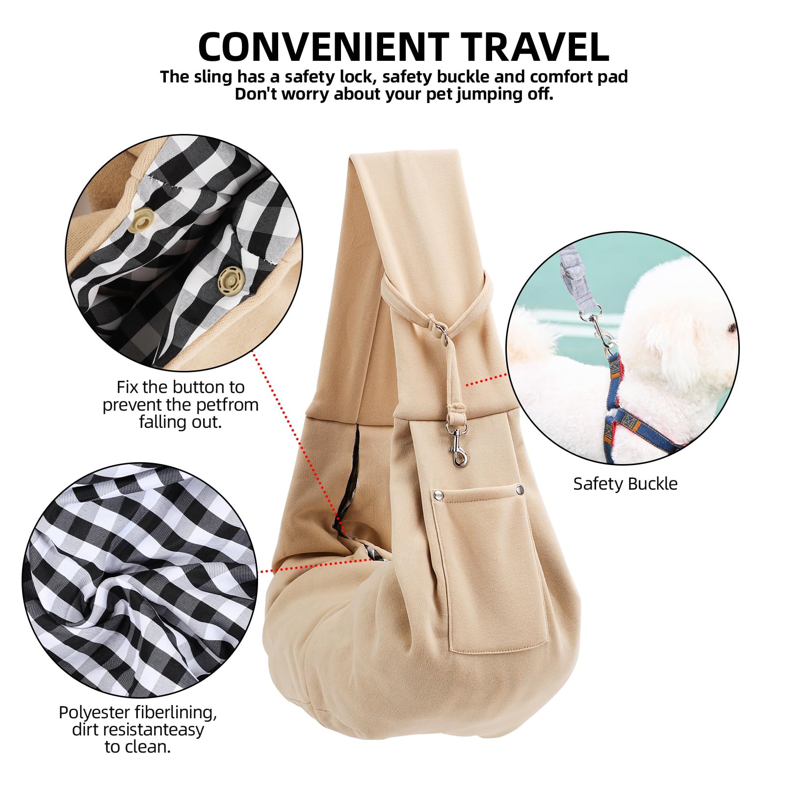 ARZQUT dog carrier sling opening ensures easy, stress-free pet placement.