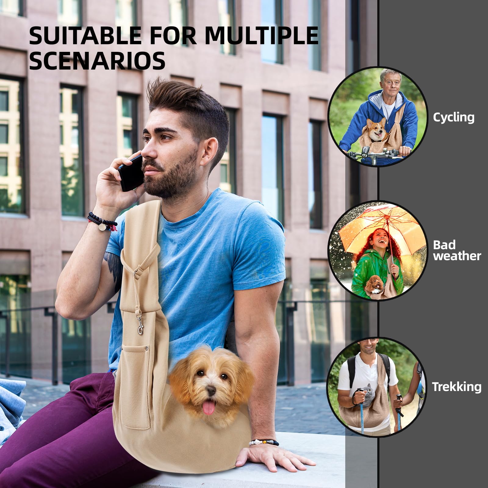 ARZQUT dog carrier sling reversible design allows quick style change on outings.