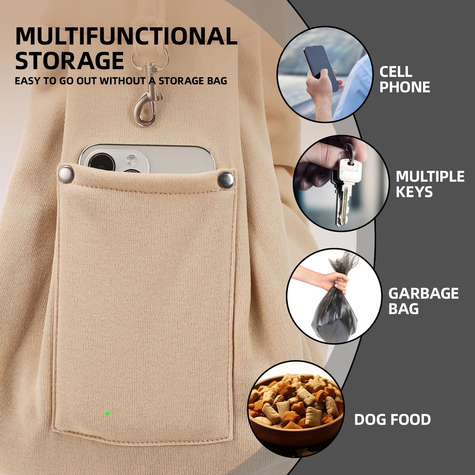 ARZQUT dog carrier sling safety hook keeps pets securely attached during errands.