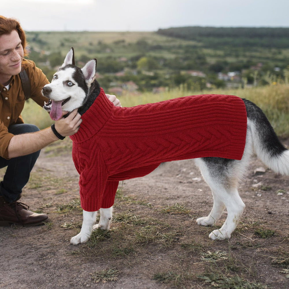 ASENKU Arctic velvet dog sweater red offers breathable warmth for large dogs.