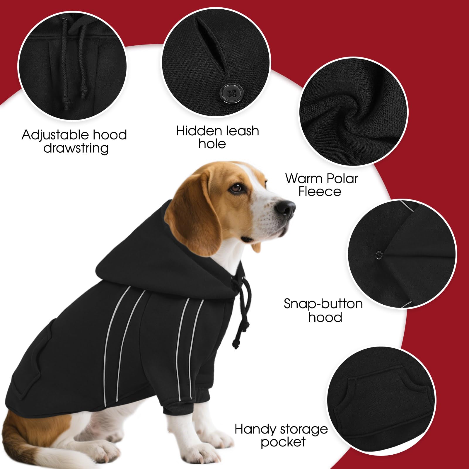 ASENKU Cozy Dog Hoodie back pocket closeup highlights treat storage on walks