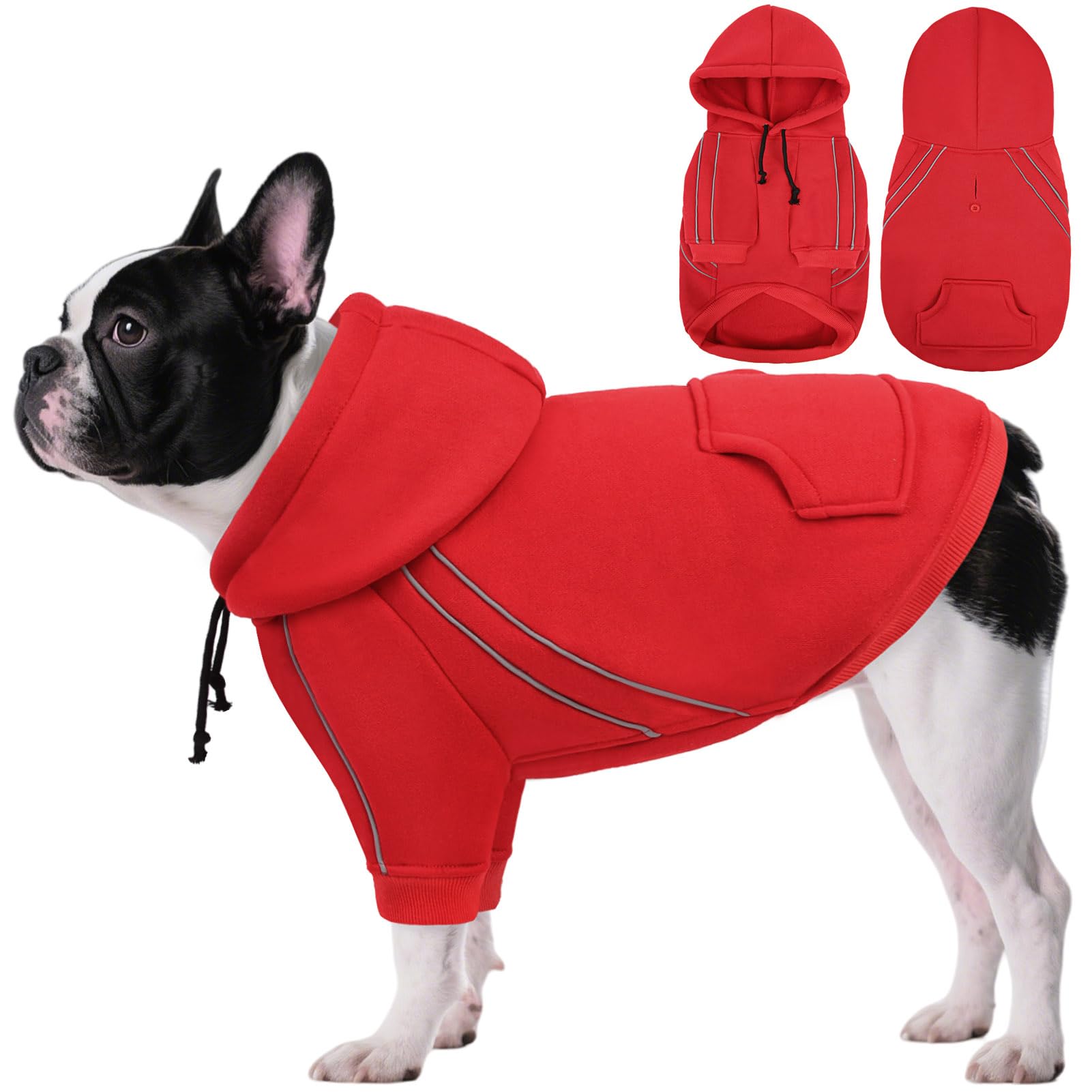 ASENKU Cozy Dog Hoodie front view with snug fit and vibrant red color