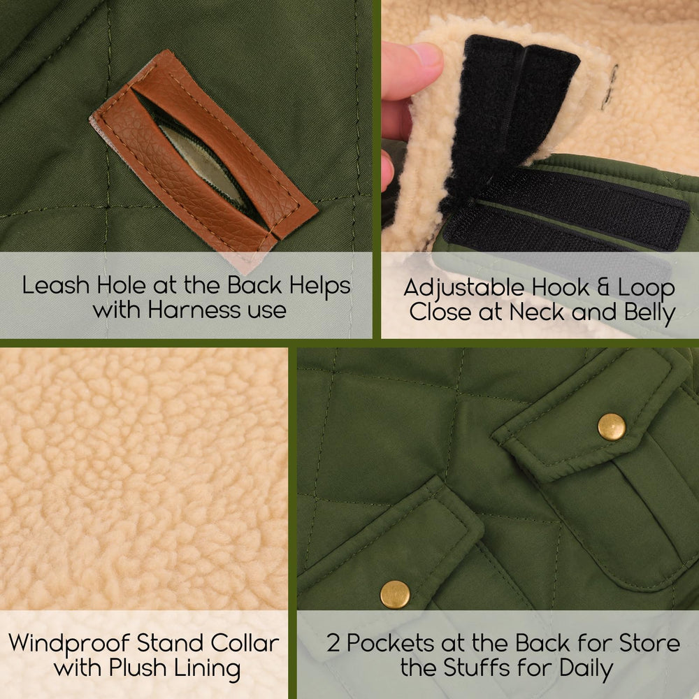 ASENKU coat high belly closure with pocket storage for essentials.