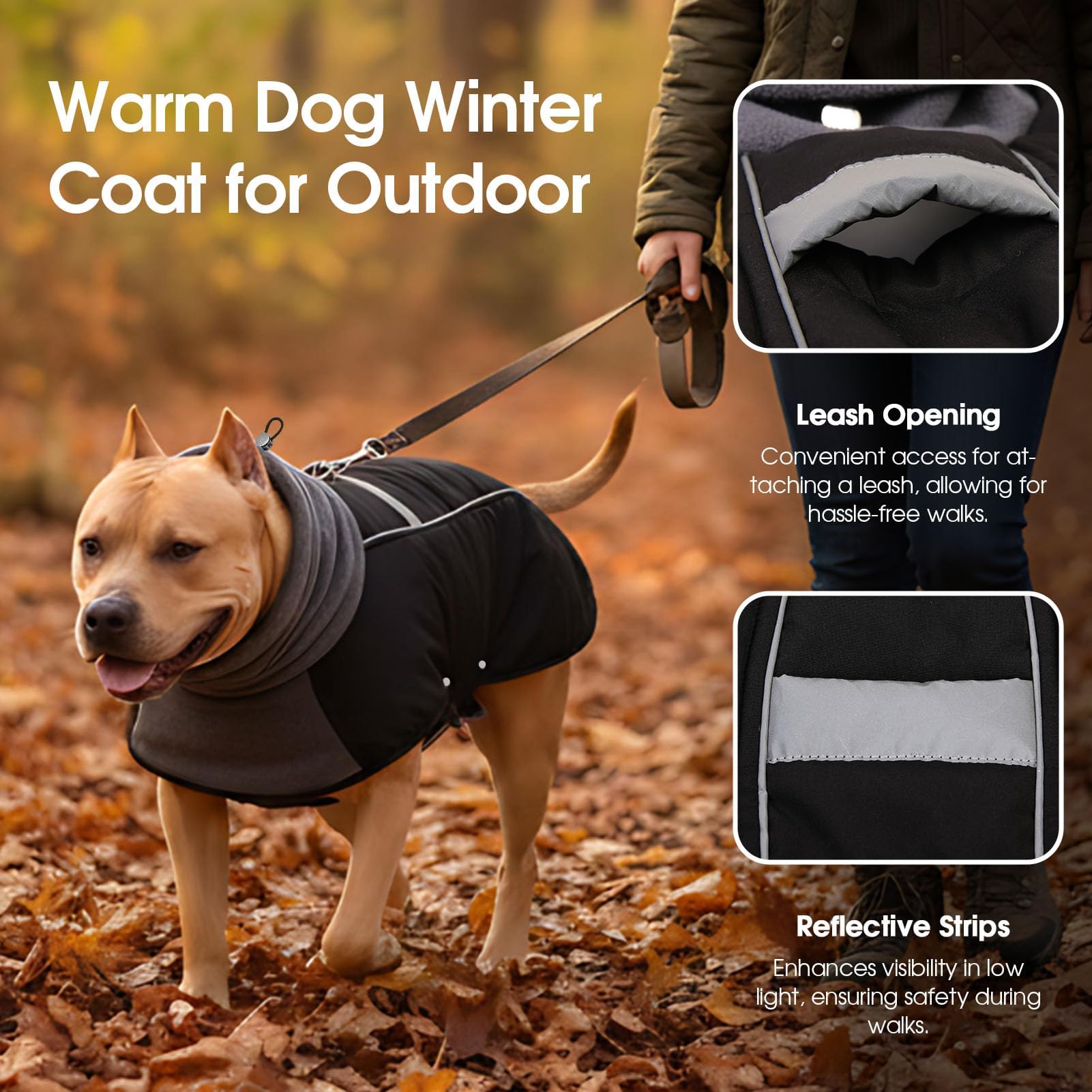 ASENKU dog coat reflective strips enhance night visibility