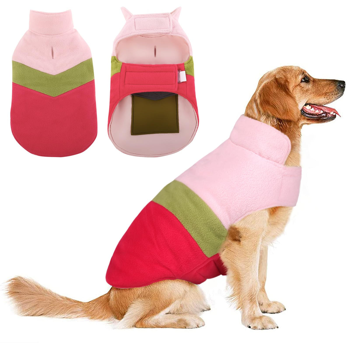 ASENKU dog jacket plaid reversible back pocket provides convenient storage during walks.