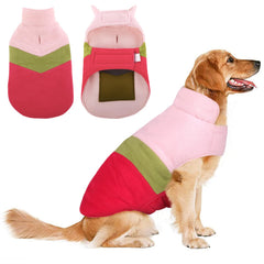 ASENKU dog jacket plaid reversible back view demonstrates versatile warmth.
