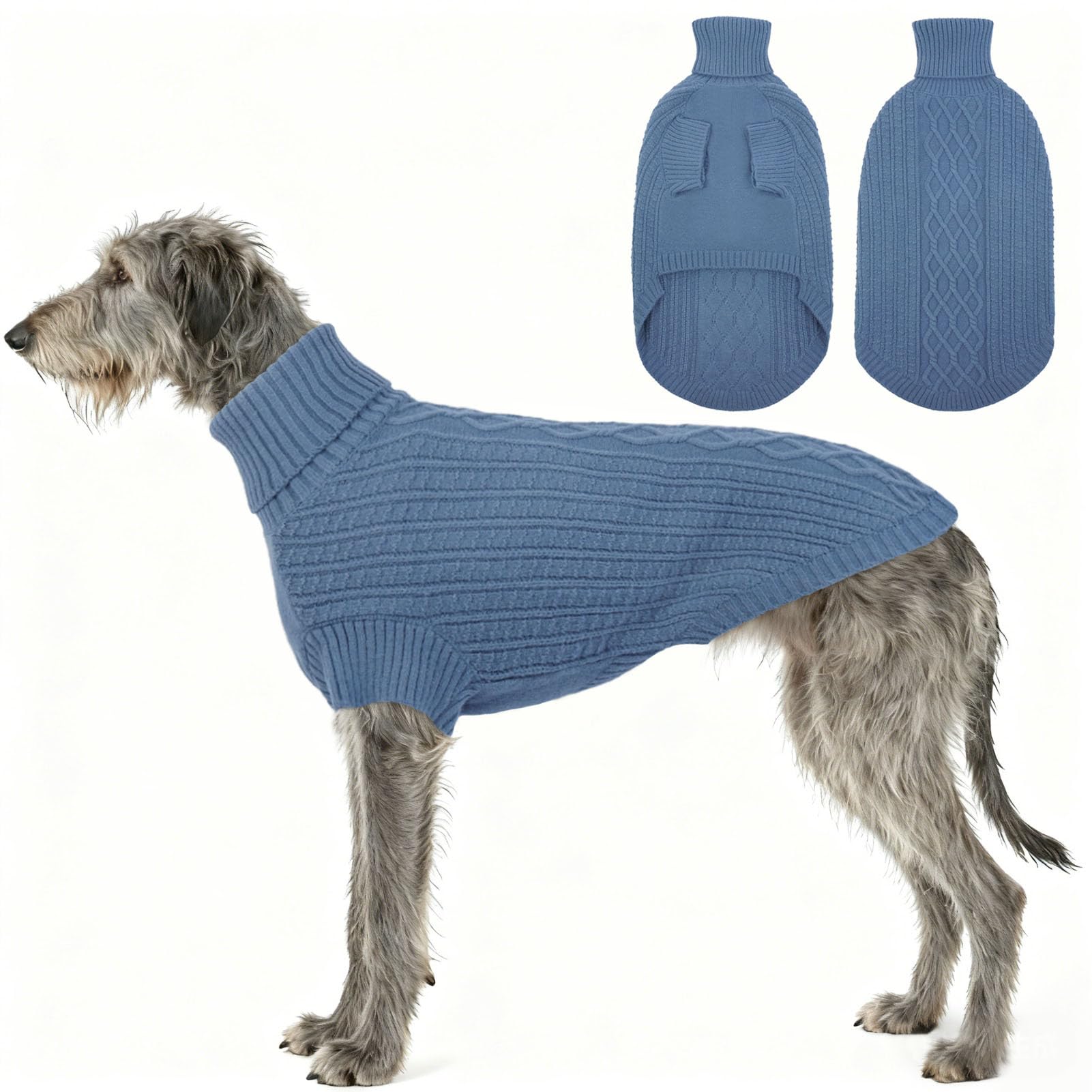 ASENKU dog sweater with elegant cable knit for stylish warmth.