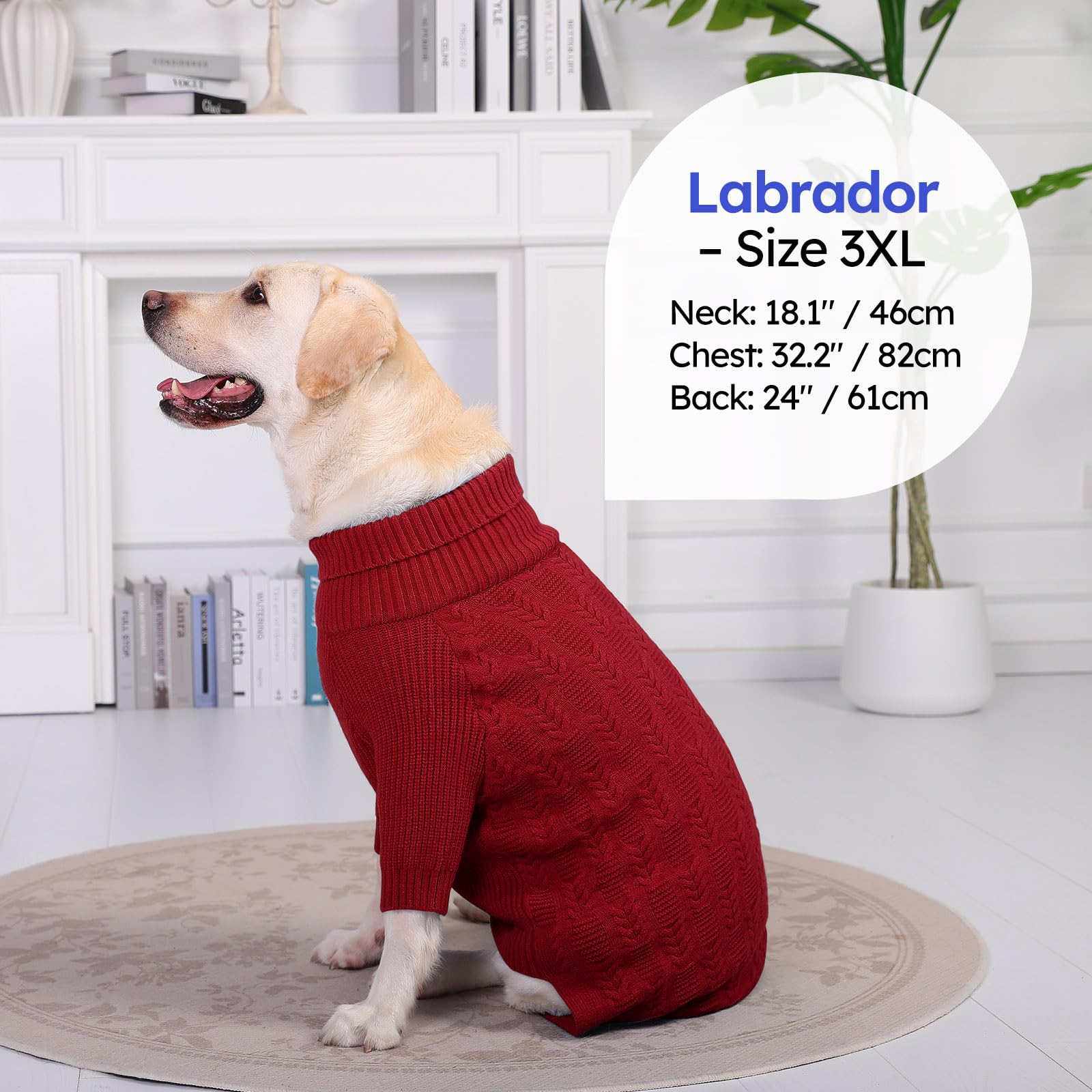 ASENKU dog sweater size range supports easy on/off with flexible stretch.