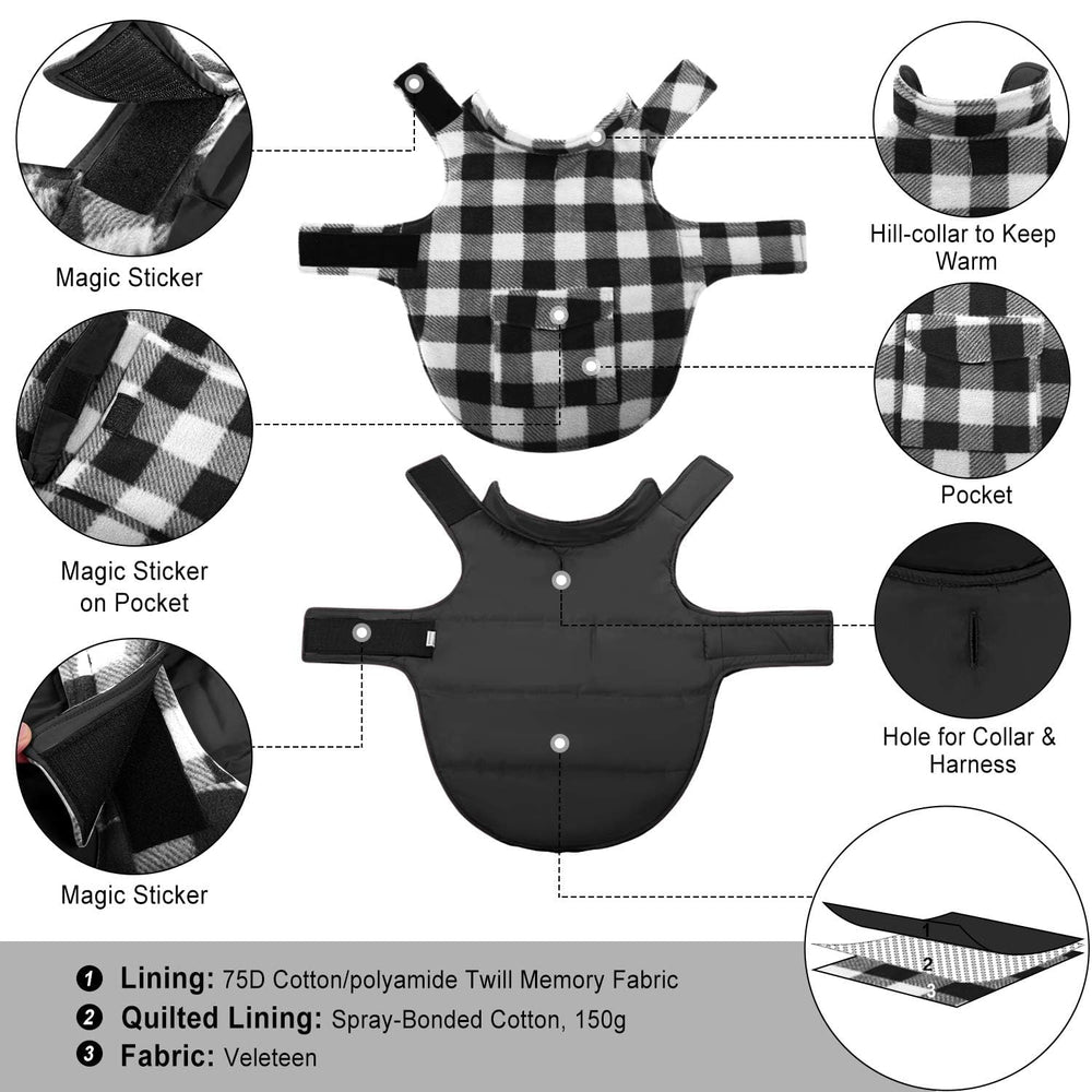 ASENKU plaid coat back pocket detail for carrying small items.