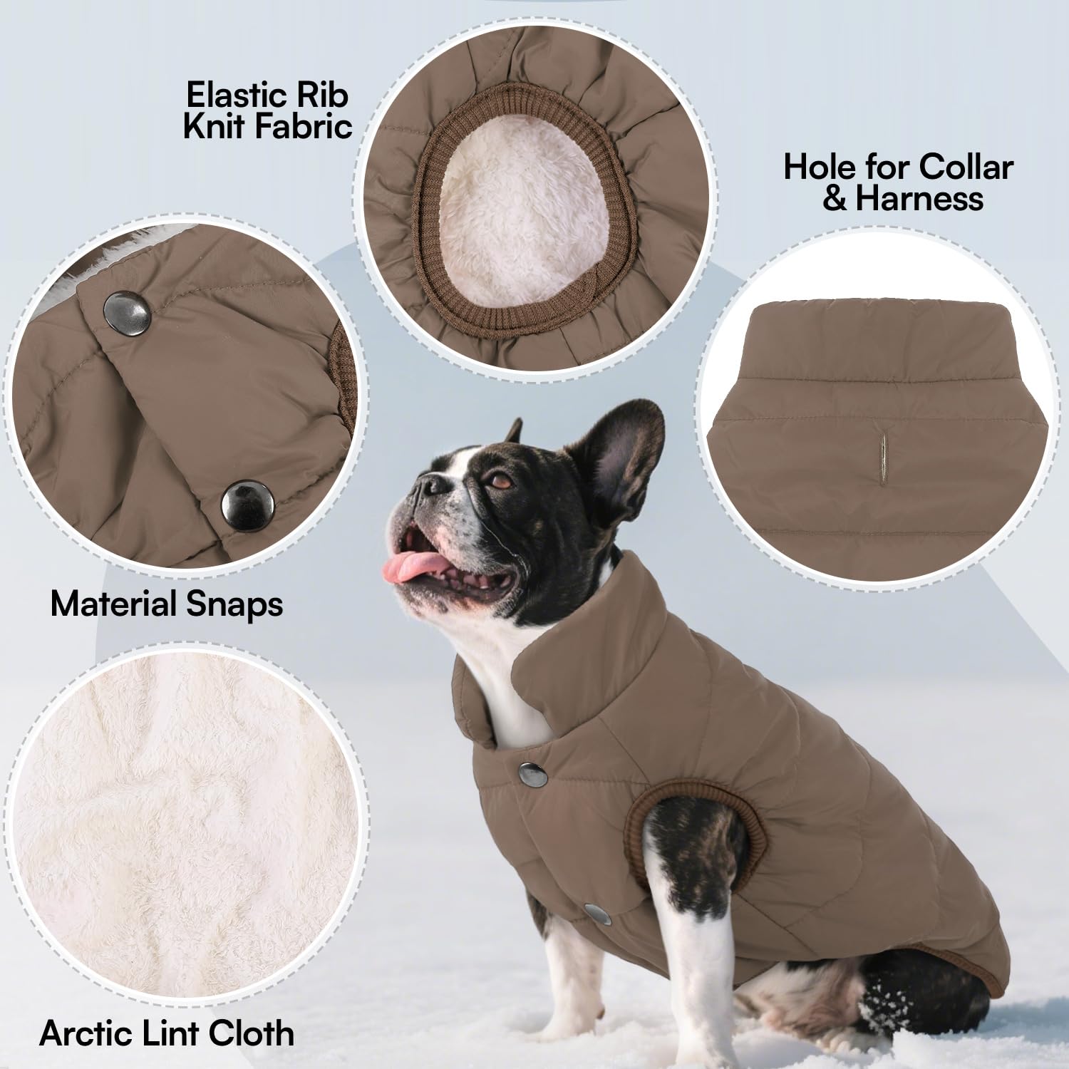 ASENKU dog winter coat fleece-lined interior provides warm, comfortable insulation.
