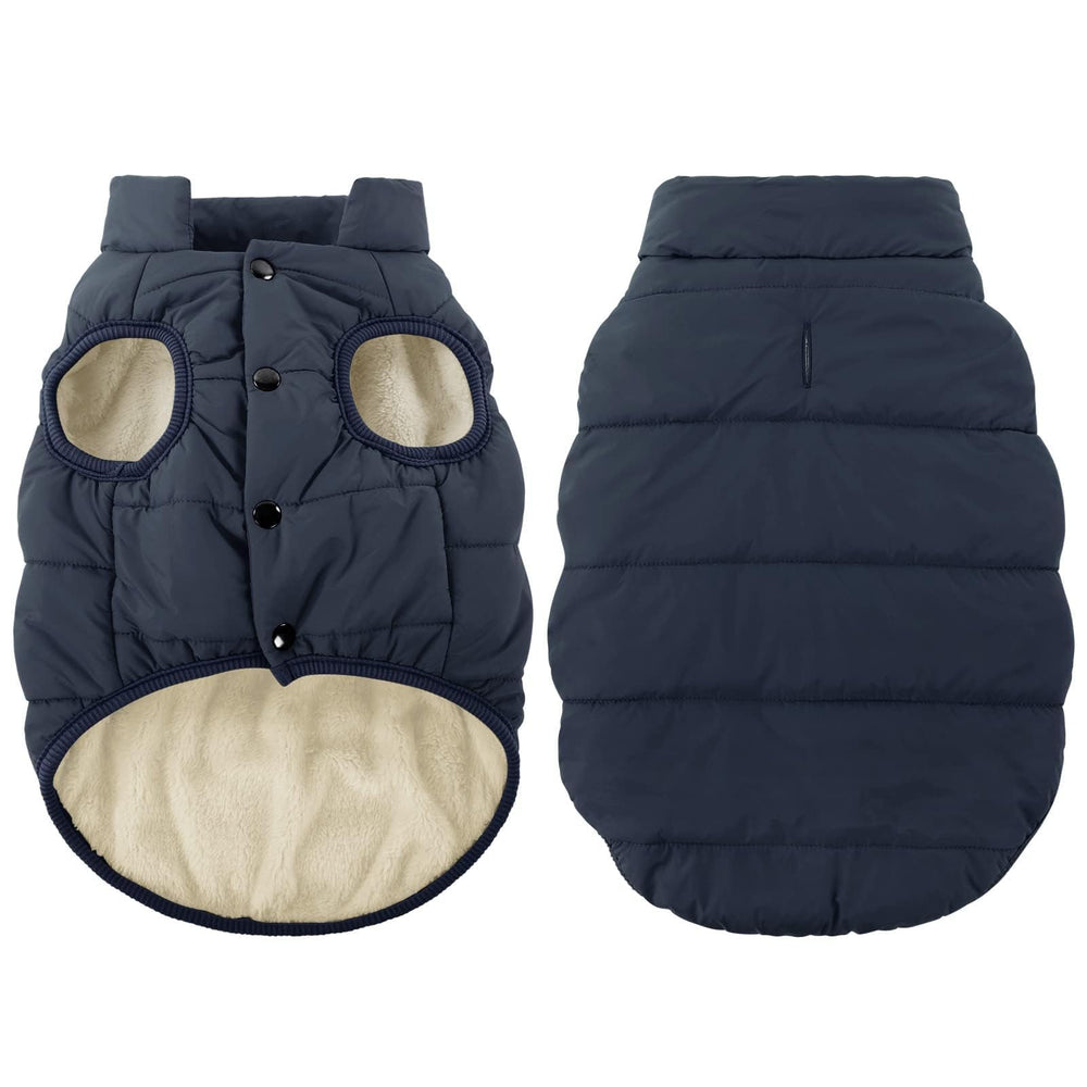 ASENKU dog winter coat front view shows waterproof protection for cold, wet walks.