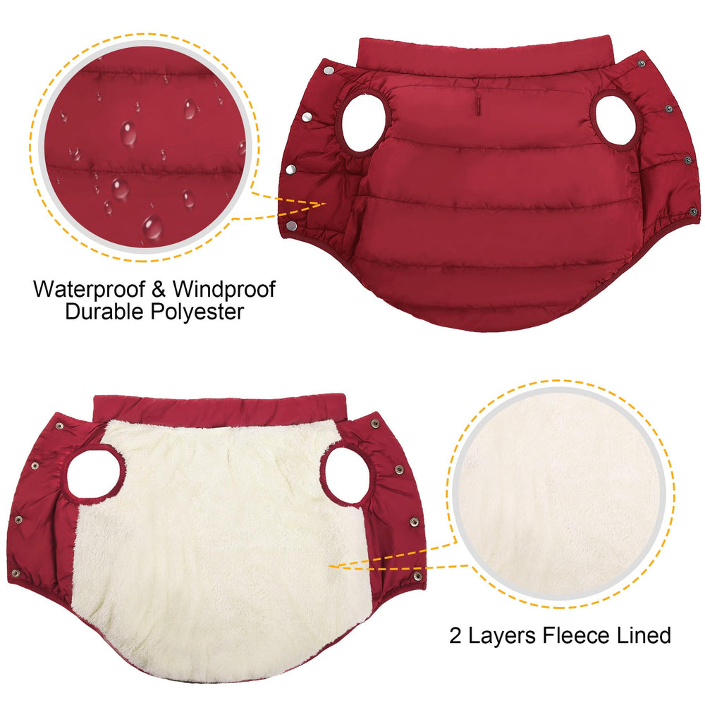 ASENKU dog winter coat with leash hole for easy outdoor walks