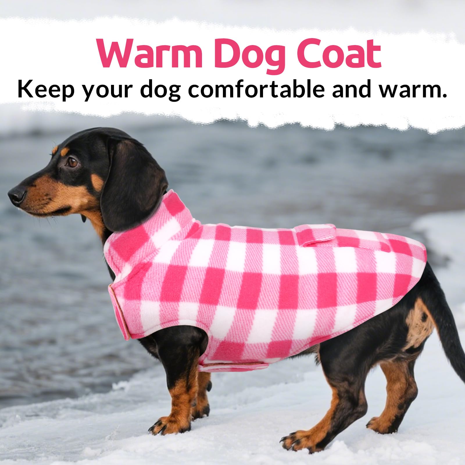 ASENKU dog winter coat plaid fabric close-up.
