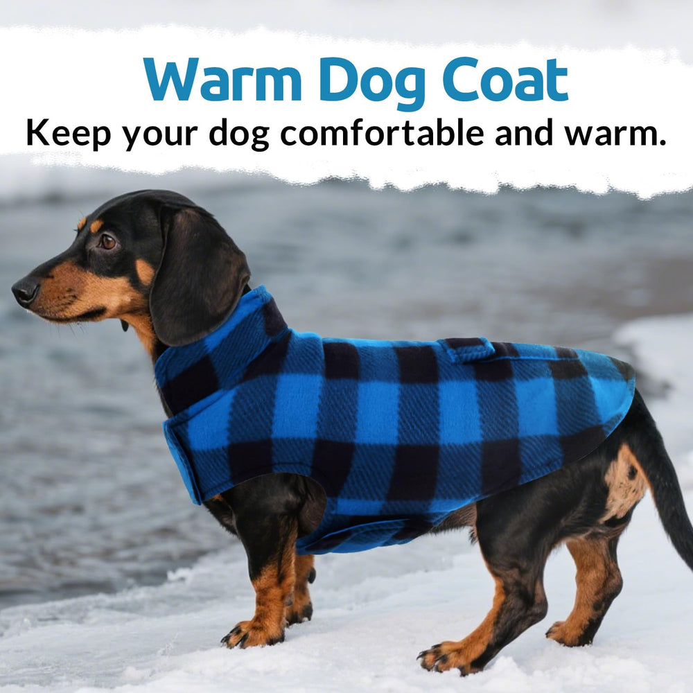ASENKU dog winter coat plaid pocket back shows convenient storage on walks