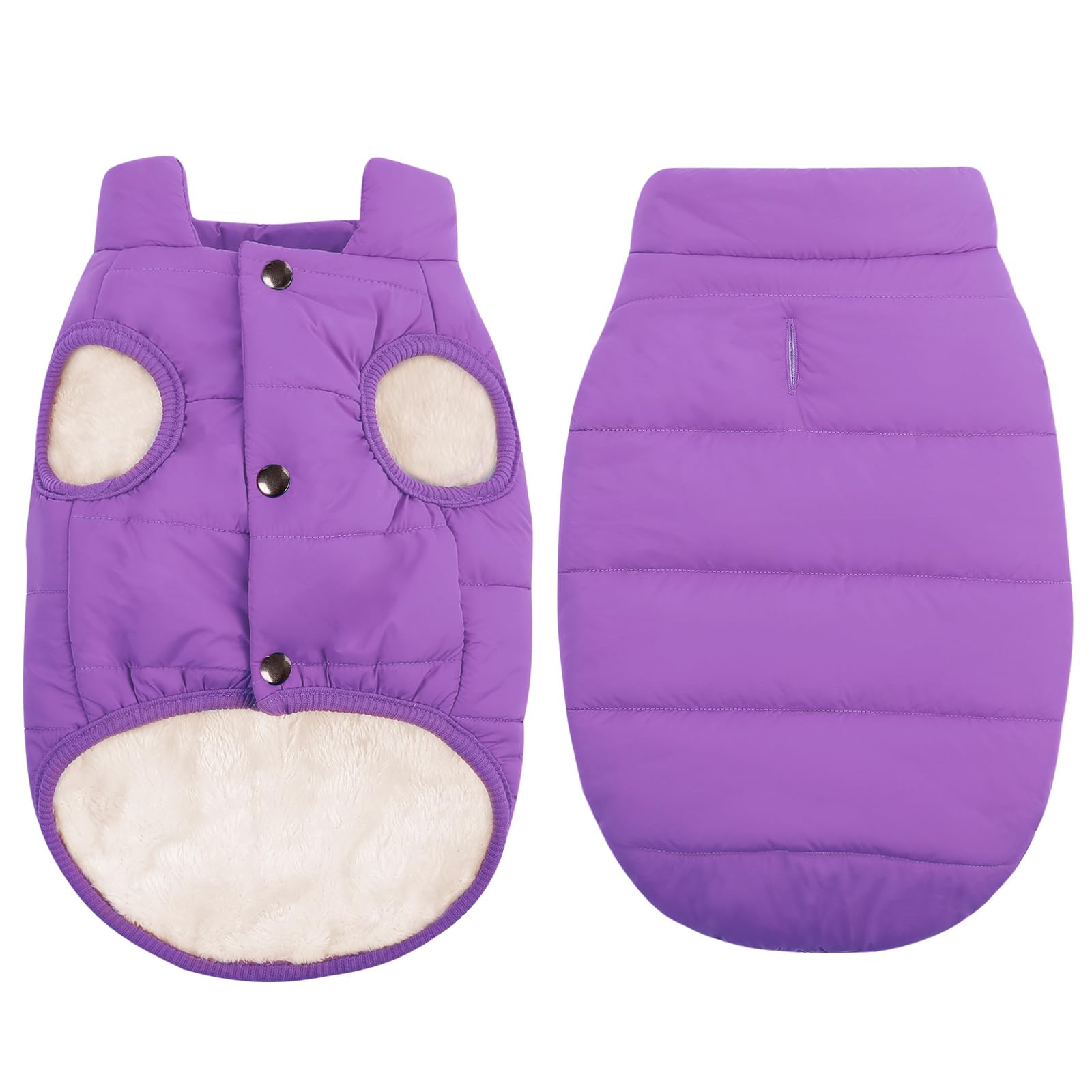 ASENKU dog winter coat purple front view highlights waterproof protection for snowy walks