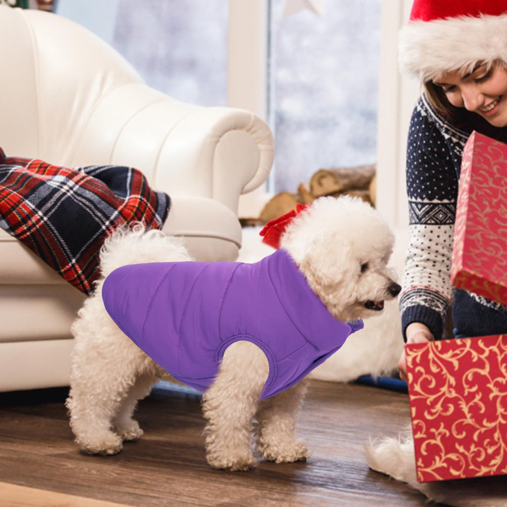 ASENKU dog winter coat purple inner fleece lining provides cozy warmth indoors and outdoors
