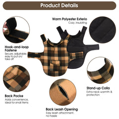 ASENKU plaid jacket two-sided design with velcro closures for quick on/off.