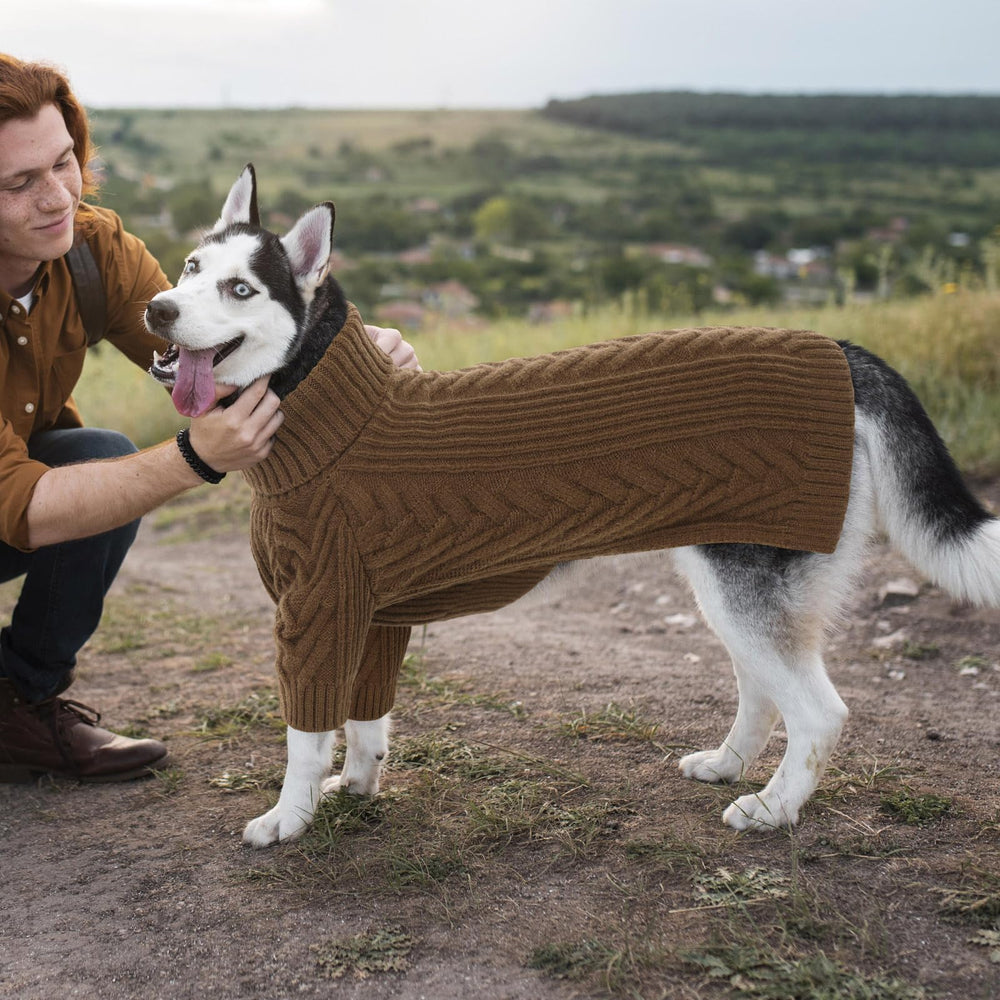 ASENKU dog sweater cable-knit pattern detail for style durability.