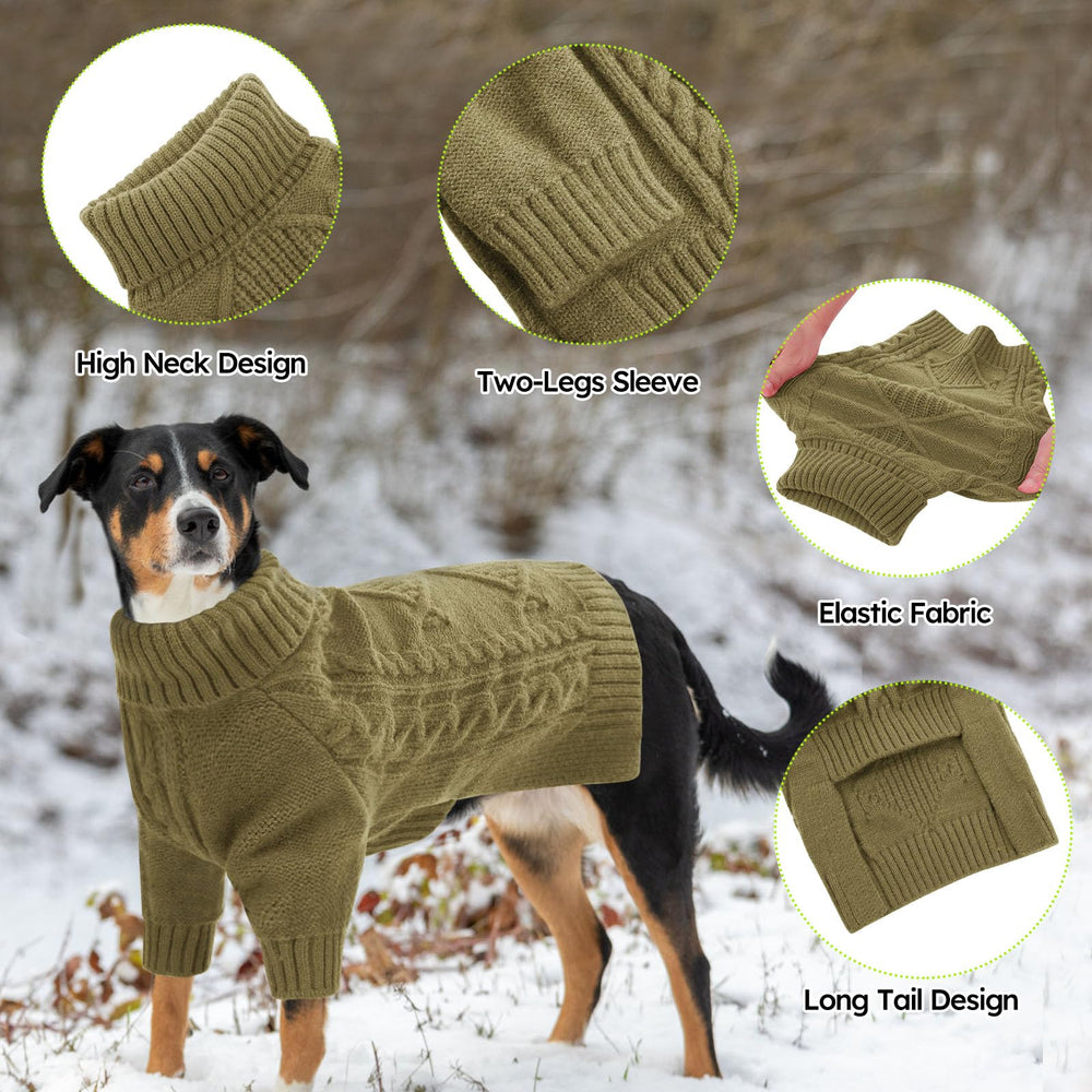 ASENKU knitted dog sweater back view for secure winter wear