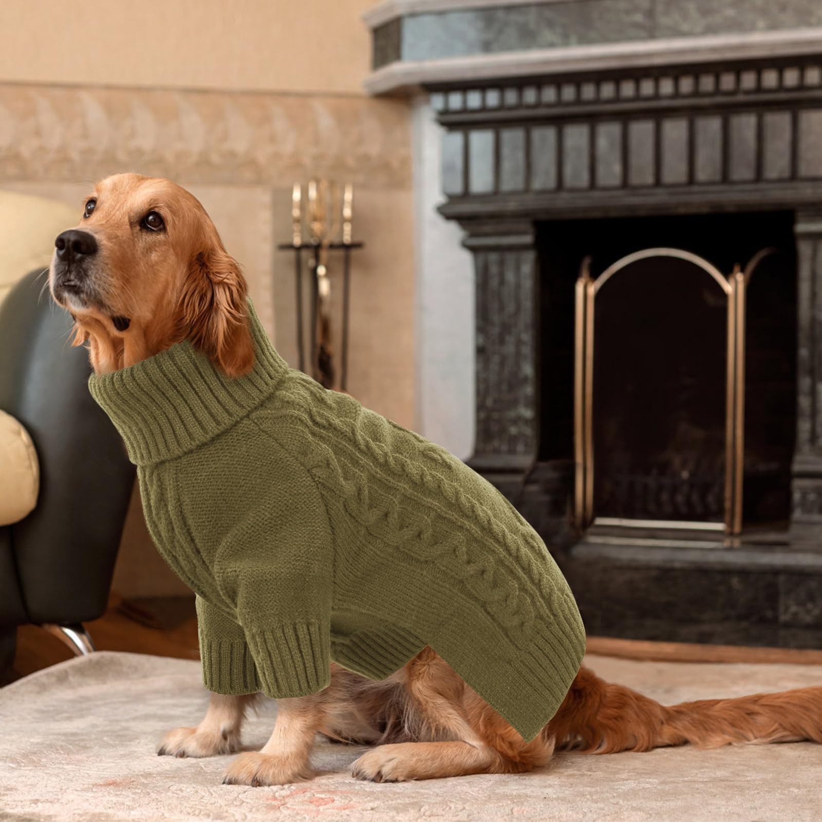 ASENKU knitted dog sweater worn by dog for cozy warmth