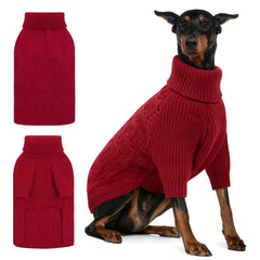 ASENKU red XL dog sweater front view for cozy winter warmth.