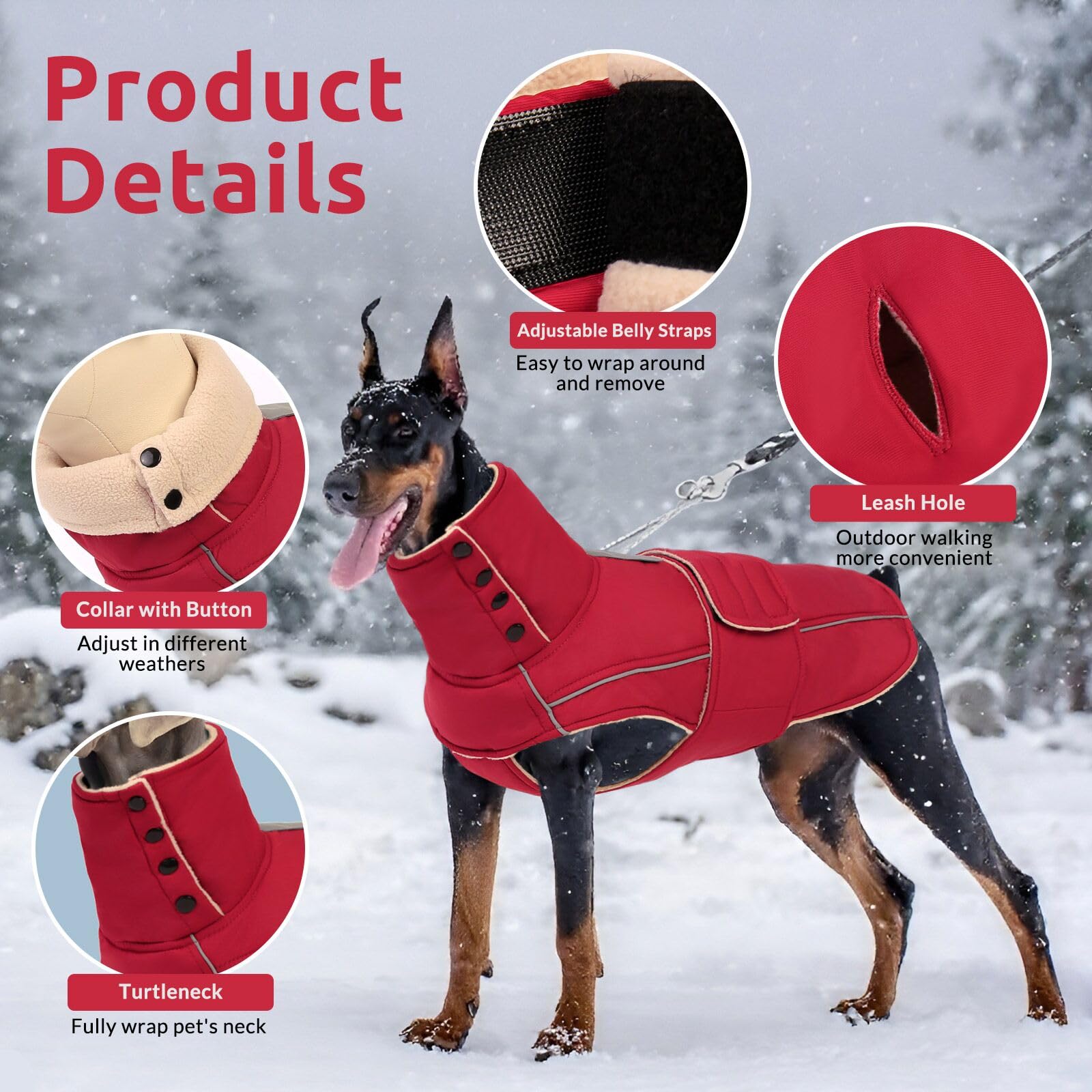 ASENKU warm dog coat thick coral-fleece lining for cozy warmth on frosty days.