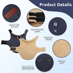 ASENKU warm dog coat leash hole and pocket feature for storage.