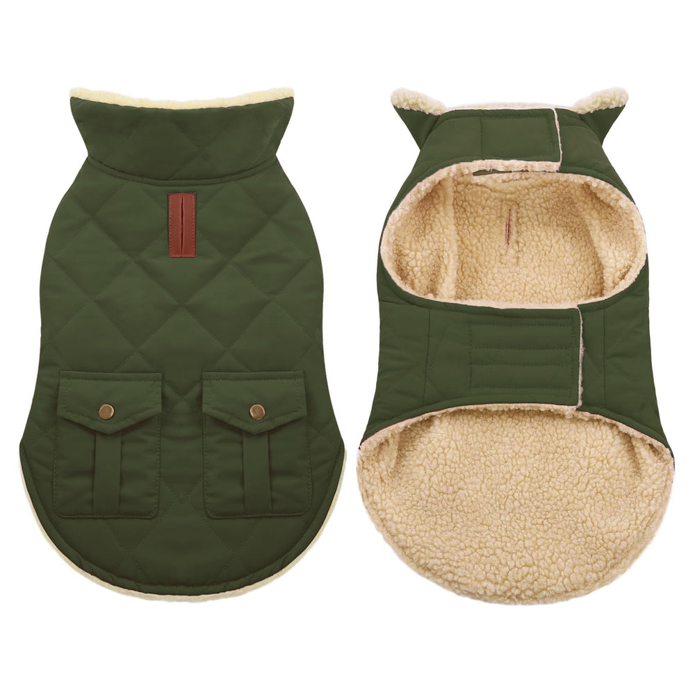 ASENKU warm dog winter coat back view highlights all-weather coverage.