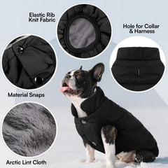 ASENKU Windproof Dog Winter Coat back view highlights full-body coverage.