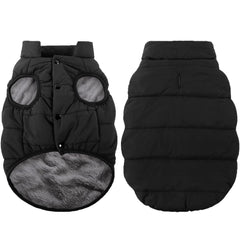 ASENKU Windproof Dog Winter Coat front view shows windproof shield and sleek black finish.