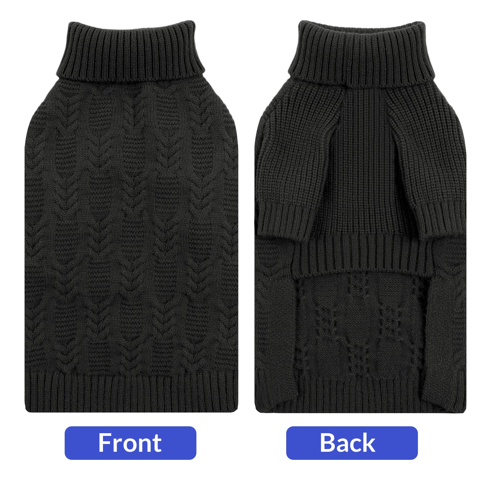 ASENKU XL dog sweater grey, back view highlighting full-range motion for large dogs