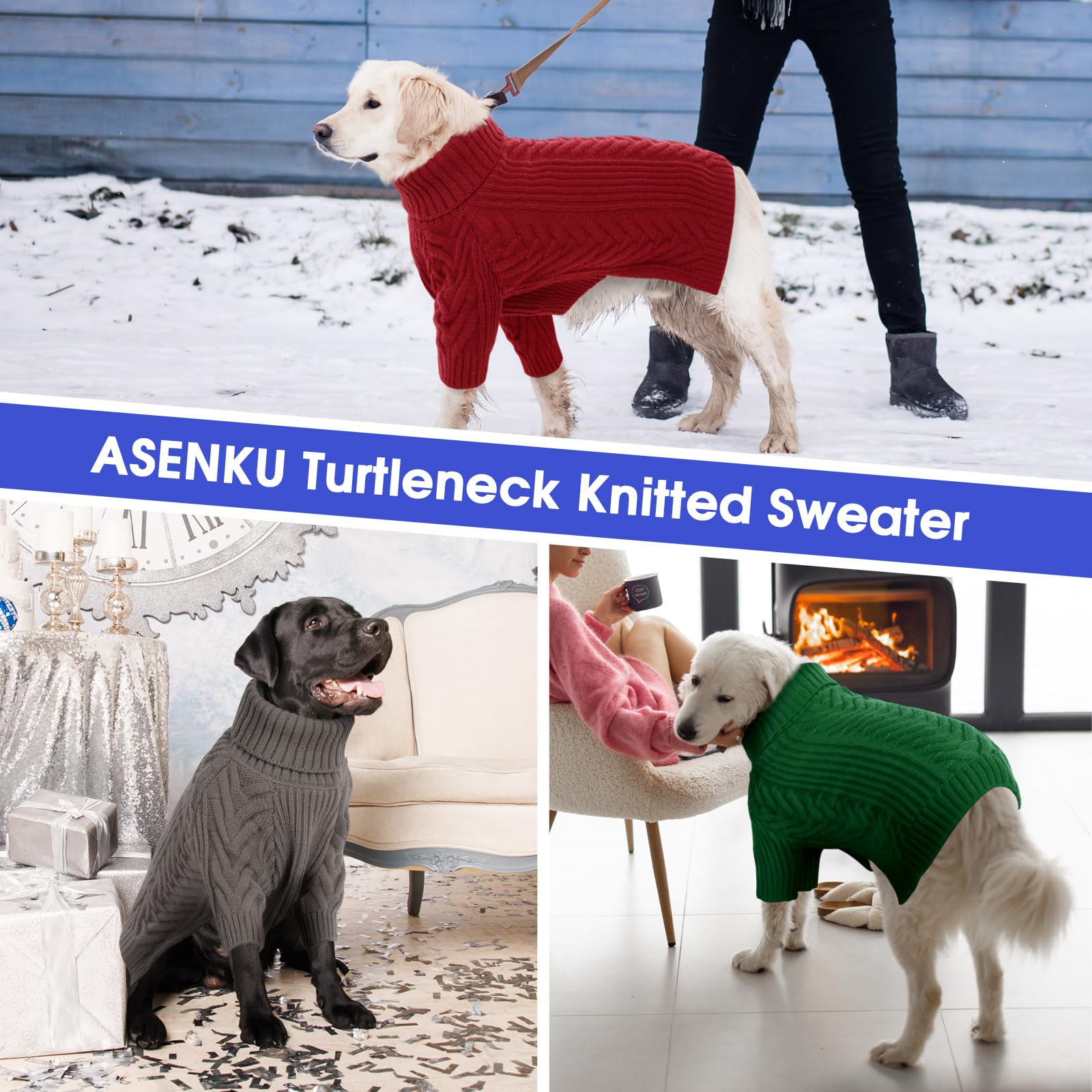 ASENKU XXL dog sweater red on-dog pitbull demonstrates secure fit and comfort