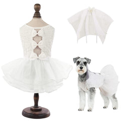 ASENKU dog dress front view highlights lace for weddings and photos