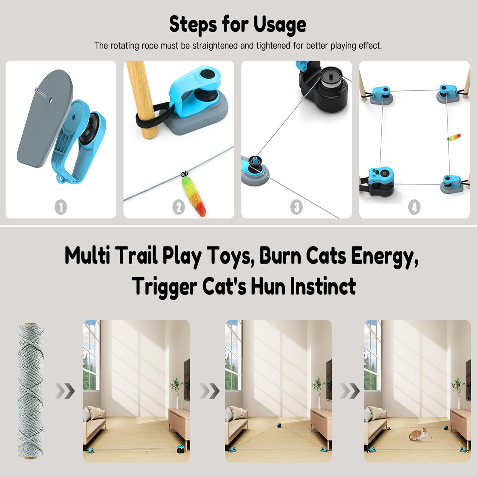 AsFrost sky-blue toy engages cats with mice sounds for interactive sessions.