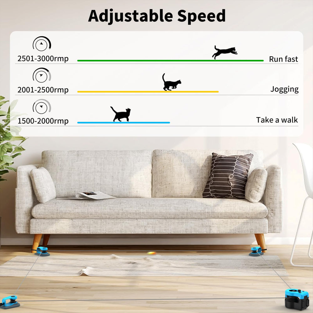 AsFrost cat toy with remote control auto mode demonstrates adjustable speed.